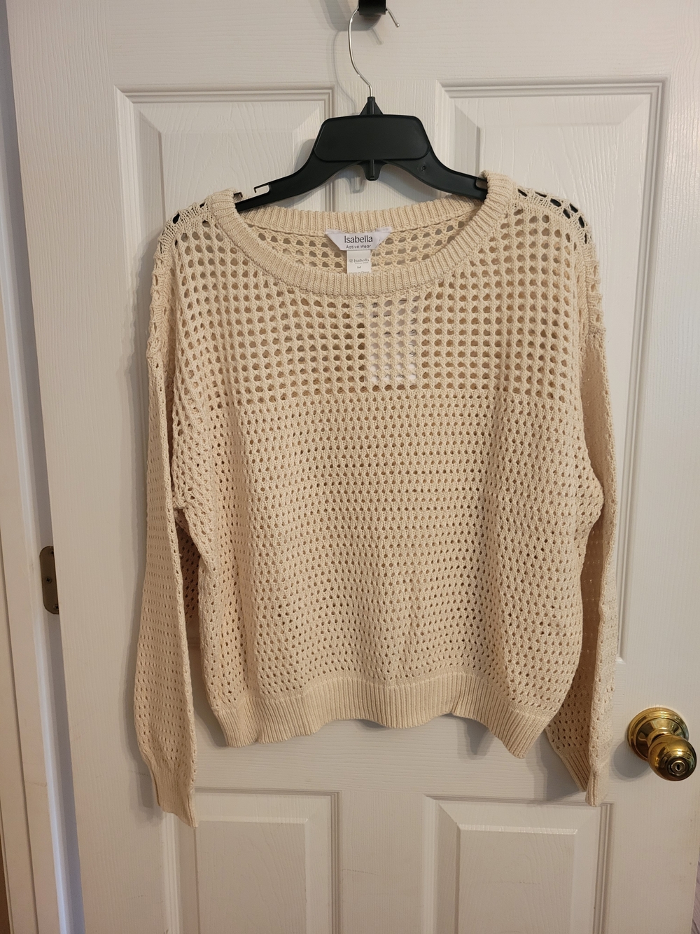Isabella Cream Open-Weave Crewneck Sweater